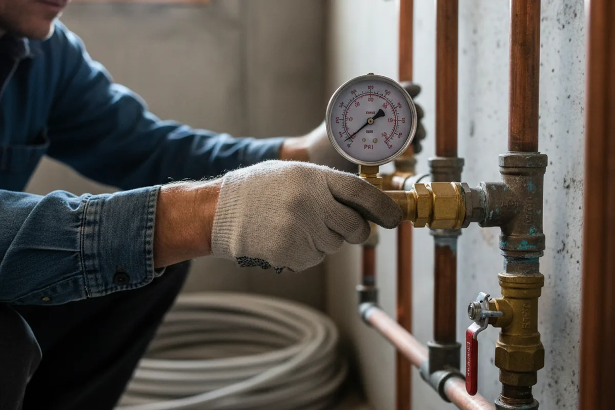 Pressure testing a repaired line during Water Line Repair in Hundred